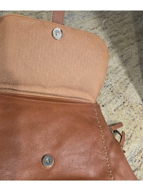 VELEZ Leather Backpack Bird Fabric Interior Brown main image 12
